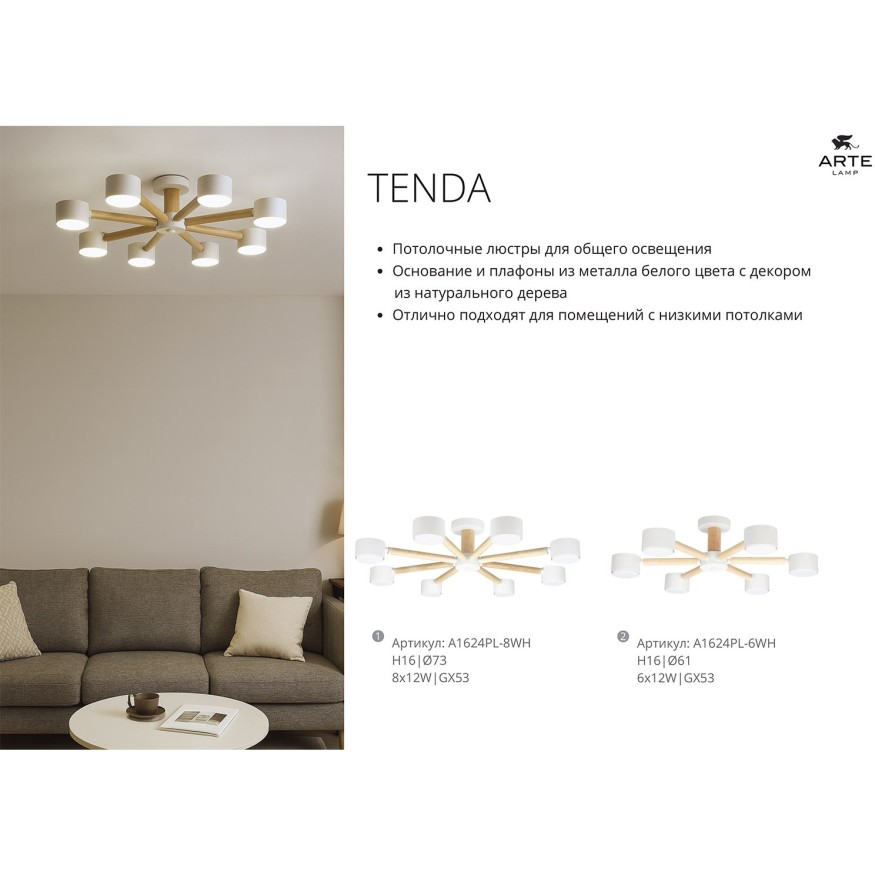 Потолочная люстра Arte Lamp TENDA A1624PL-6WH