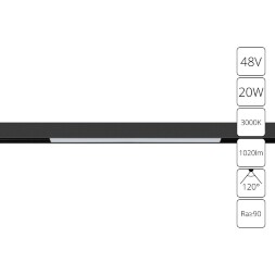 A4673PL-1BK Трековый магнитный светодиодный светильник Arte Lamp Linea 2.0 CRI90+ 3000К 1020Лм 120° 20Вт