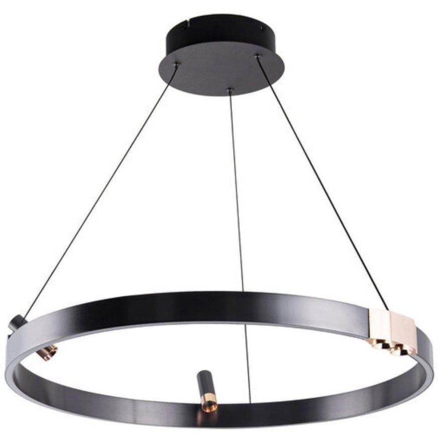 Подвесная черная светодиодная люстра-кольцо 60см 30Вт 840лм 3000К Arte Lamp CESARE A1993SP-30BK