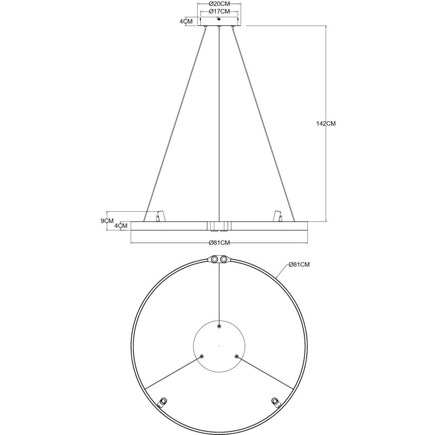 Подвесная черная светодиодная люстра-кольцо 80см 38Вт 914лм 3000К Arte Lamp CESARE A1993SP-38BK