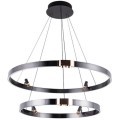 Подвесная черная светодиодная люстра с 2 кольцами 80см и 60см 64Вт 1485лм 3000К Arte Lamp CESARE A1993SP-64BK