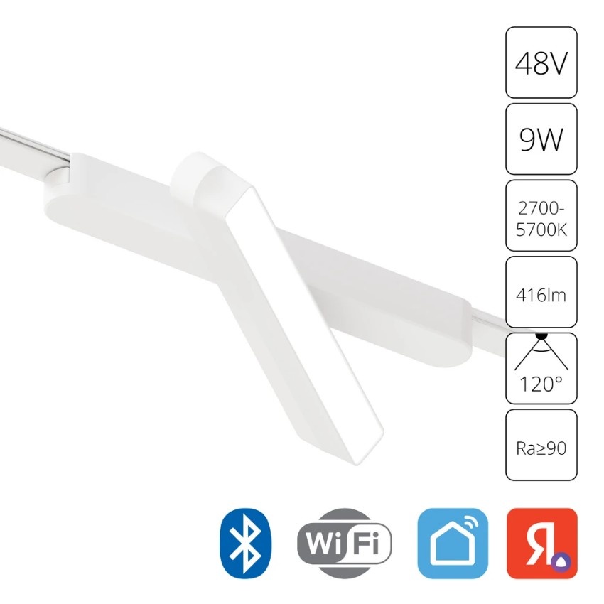 A2960PL-1WH Трековый магнитный светодиодный SMART (TUYA, Алиса, Bluetooth, Wi-Fi) светильник Arte Lamp Rapid 48V CRI90+ 2700-6000К 416Лм 120° 9Вт