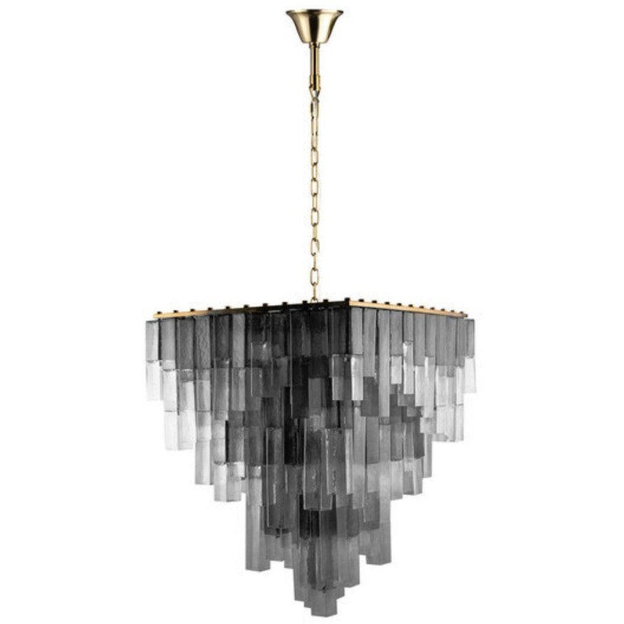 Подвесная люстра с дымчатым хрусталем, 22 лампы Е14, Divinare CASCATA 7665/17 SP-18