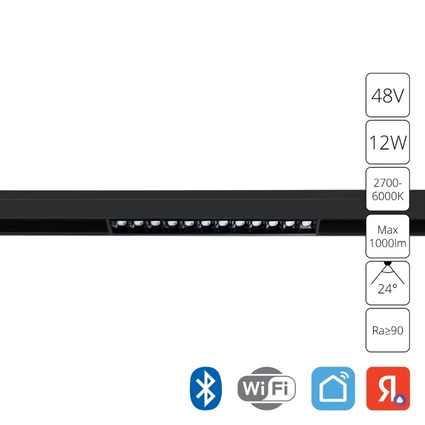 A4694PL-1BK Трековый магнитный SMART (TUYA, Алиса, Bluetooth, Wi-Fi) светодиодный светильник Arte Lamp Linea 2.0 CRI90+ 2700-6000К 1000Лм 24° 12Вт