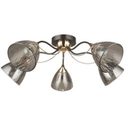 Потолочная люстра с 5 стеклянными плафонами под лампы цоколя Е27 Arte Lamp LILY A4366PL-5BK