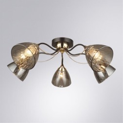 Потолочная люстра с 5 стеклянными плафонами под лампы цоколя Е27 Arte Lamp LILY A4366PL-5BK